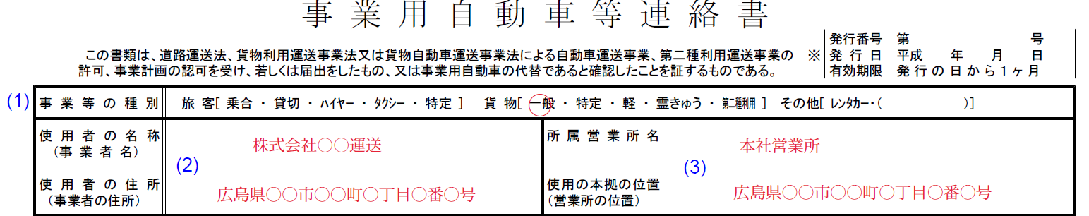 連絡書記入例